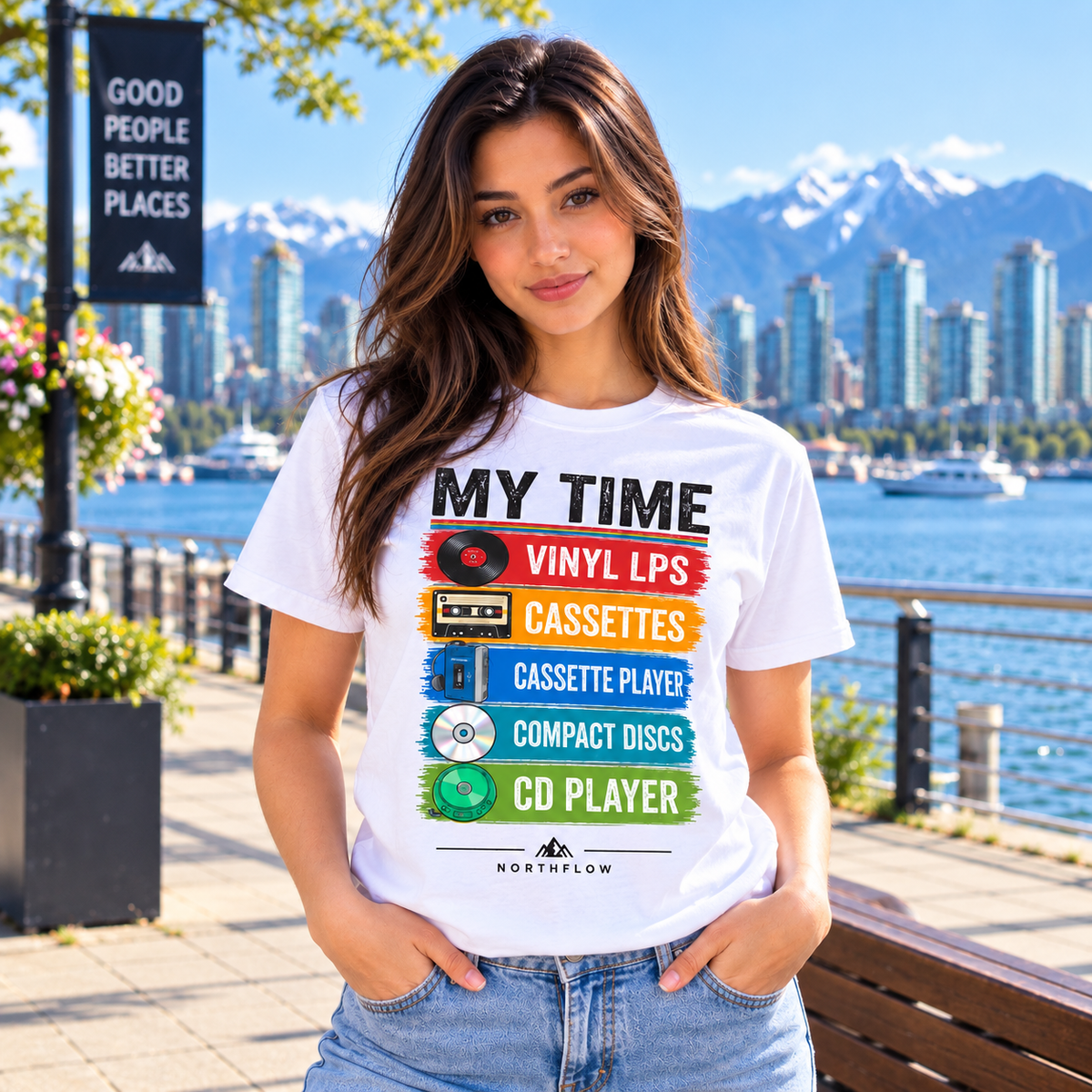 My Time Only Retro Nostalgia Graphic Tee CD, Cassettes, VHS, Limewire